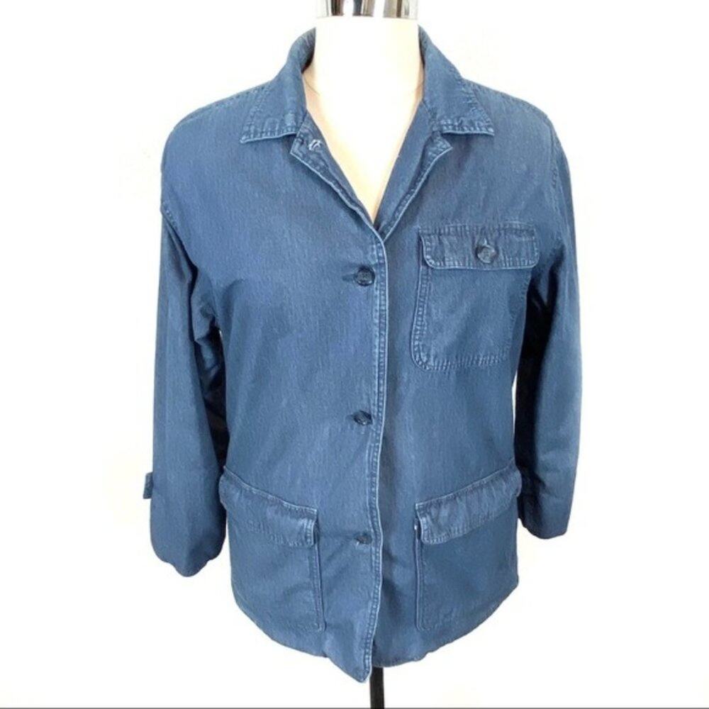 Alfred Dunner Denim Barn Coat Coastal Grandmother Jean Jacket Size 16 Vintage